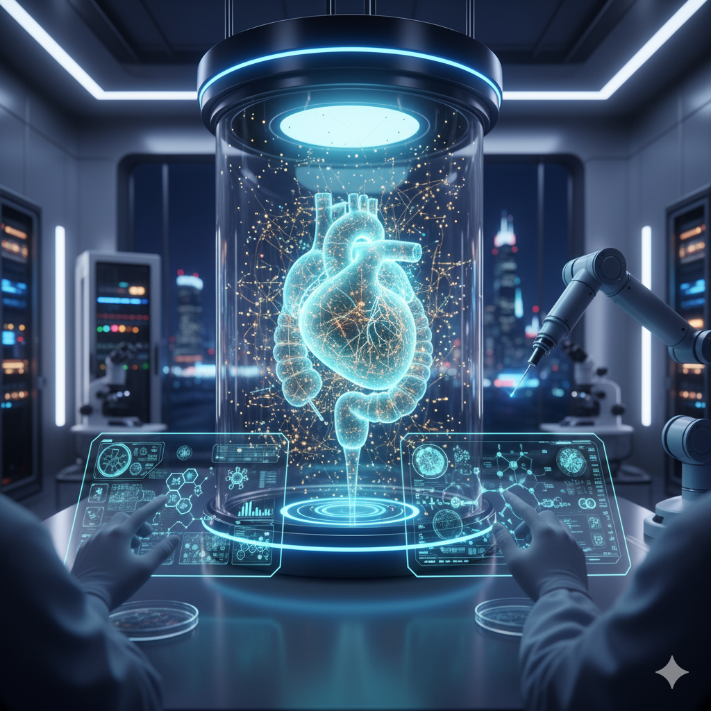 Illustration futuriste médicale d'une structure moléculaire